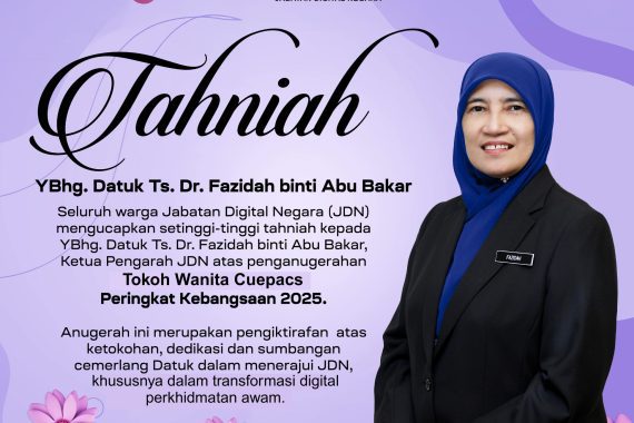 Tahniah YBhg. Datuk Ts. Dr. Fazidah binti Abu Bakar atas penganugerahan Tokoh Wanita CUEPACS Peringkat Kebangsaan 2025